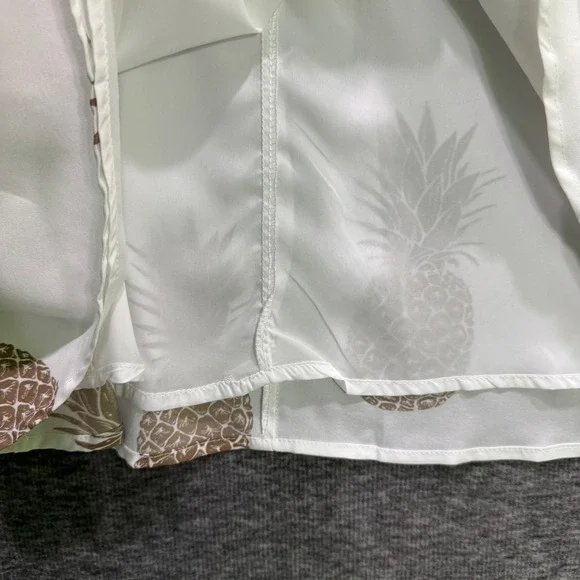 NEW White Pineapple Print Cold Shoulder Lace‎ Sleeve Mini Dress Shein Curve 0XL - Picture 6 of 12